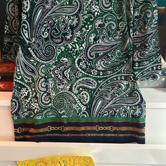 Michael Kors Green and Black Paisley Long Sleeve Dress Size Small - Picture 6 of 16